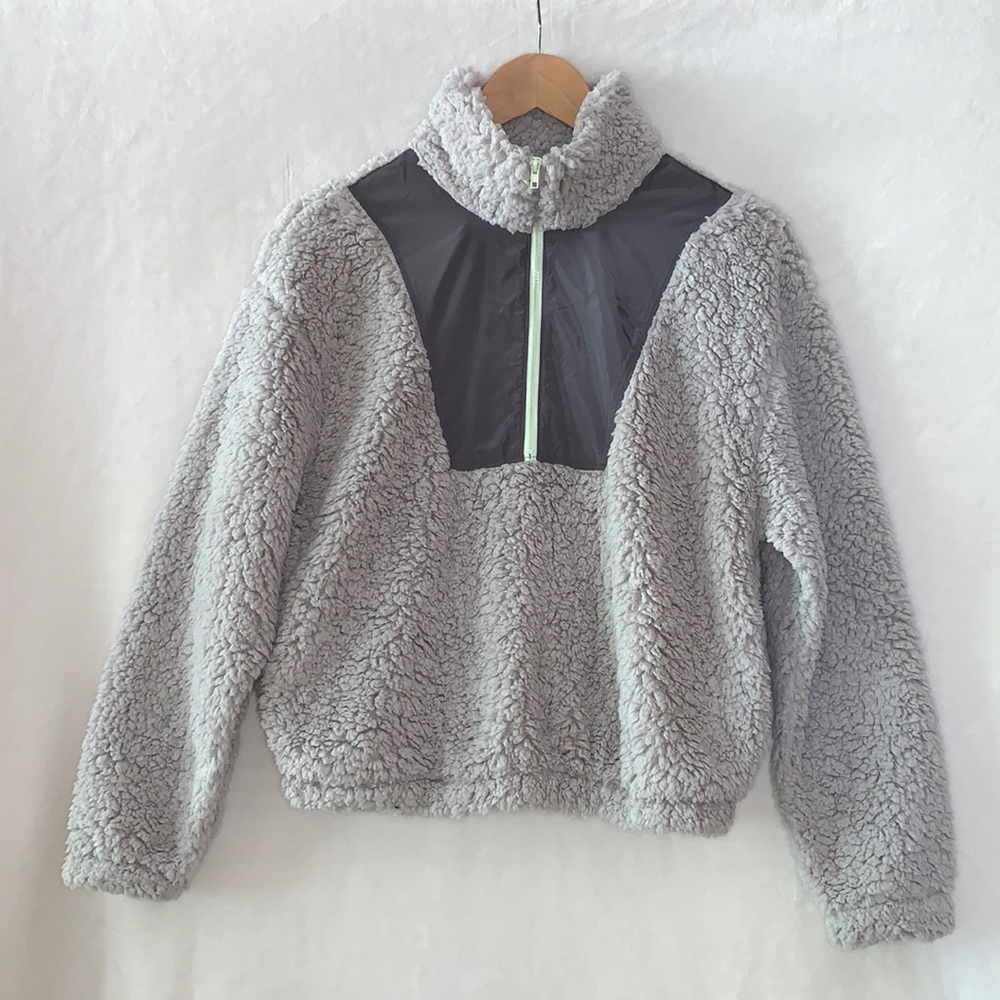 Wild Fable Gray Sherpa 1/4 Zip Pullover XS